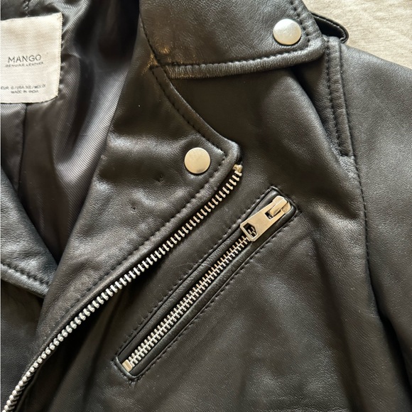 MANGO Lambskin Leather Moto Jacket - Picture 3 of 7